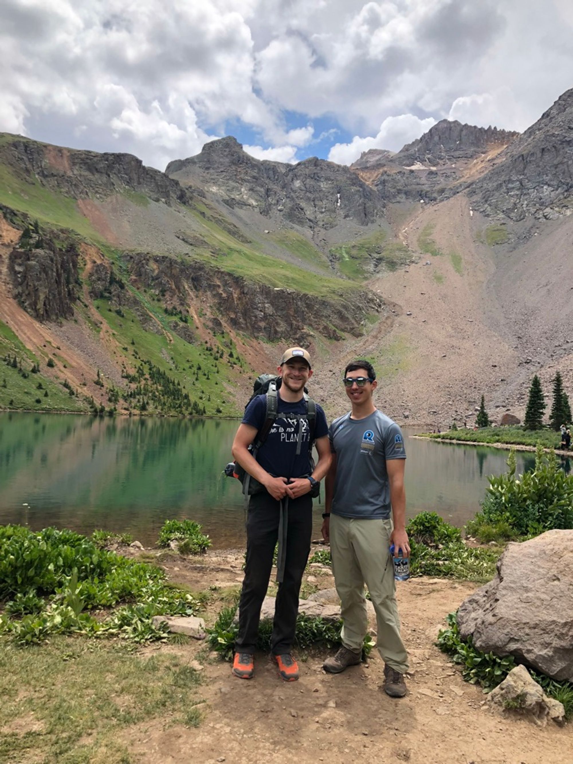 Me (with backpack) and Josh at one of the Blue Lakes, on our way to find a place to camp for the night.