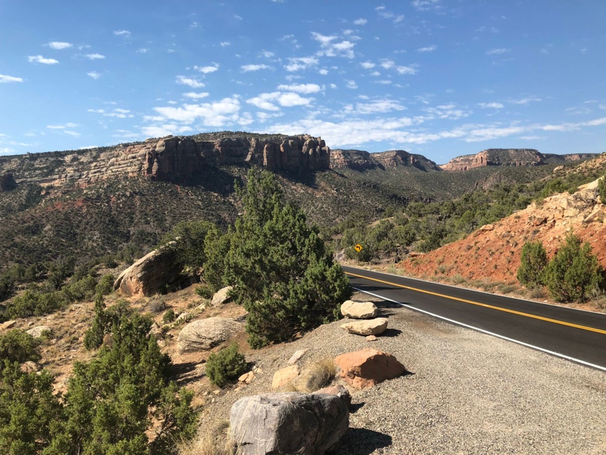 A view of the mesas of Colorado National Monument from the side of the road